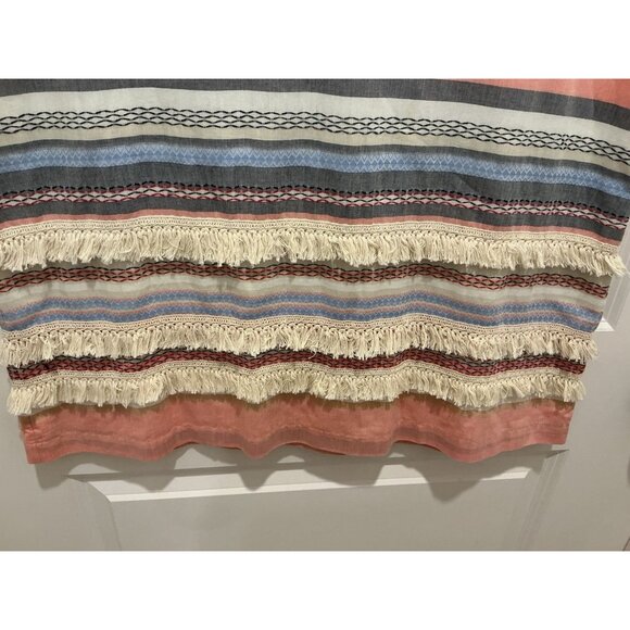 Spartina Dress Size Large Striped VNeck Fringe Embroidery Sleeveless - Picture 4 of 9